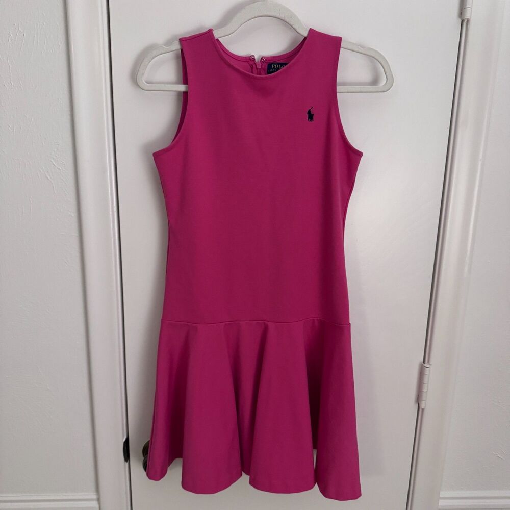 Girls XL (16) Polo Ralph Lauren Sleeveless Drop-Waist Ponte Dress Magenta/Pink